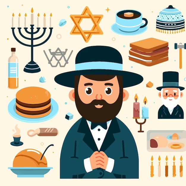 Vector jewish character flat vector illustration