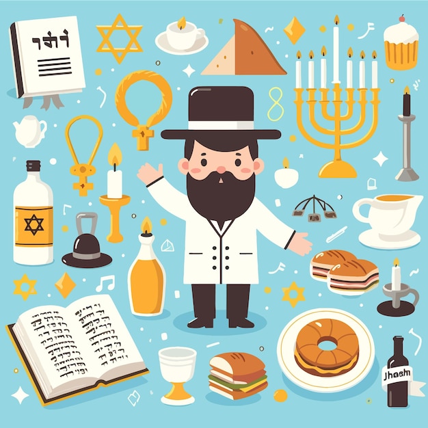 Vector jewish character flat vector illustration