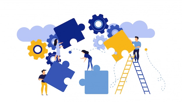 jigsaw piece teamwork illustration 