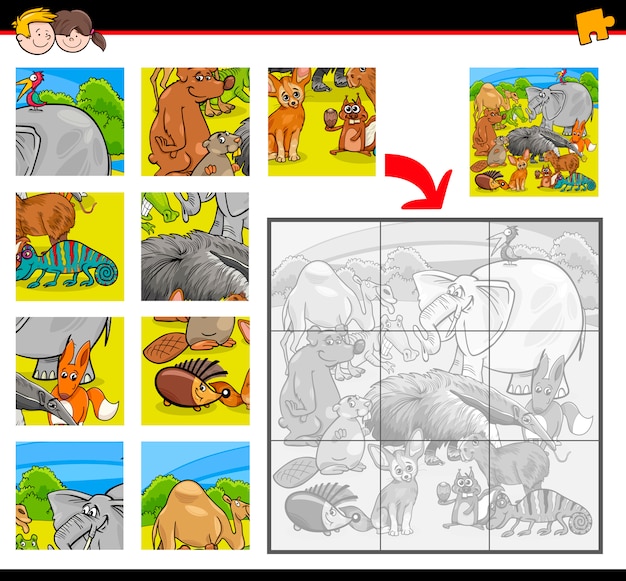 jigsaw puzzle activity with animals