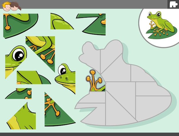 jigsaw puzzle game with green frog animal 