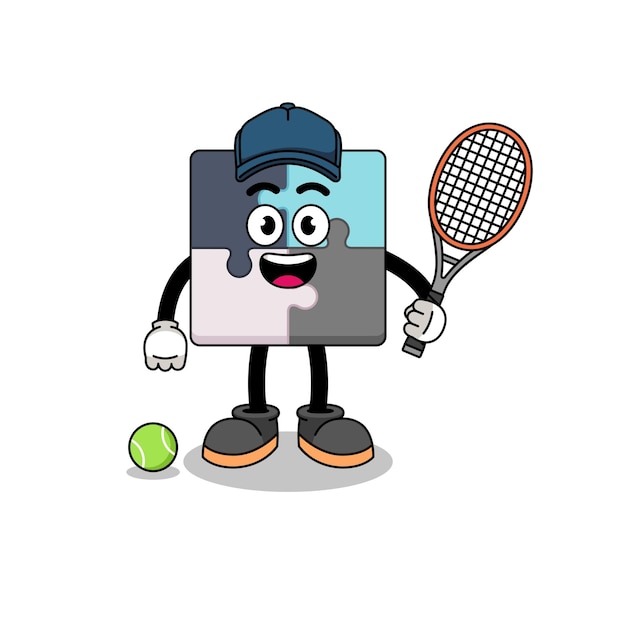 Jigsaw puzzle illustration as a tennis player character design