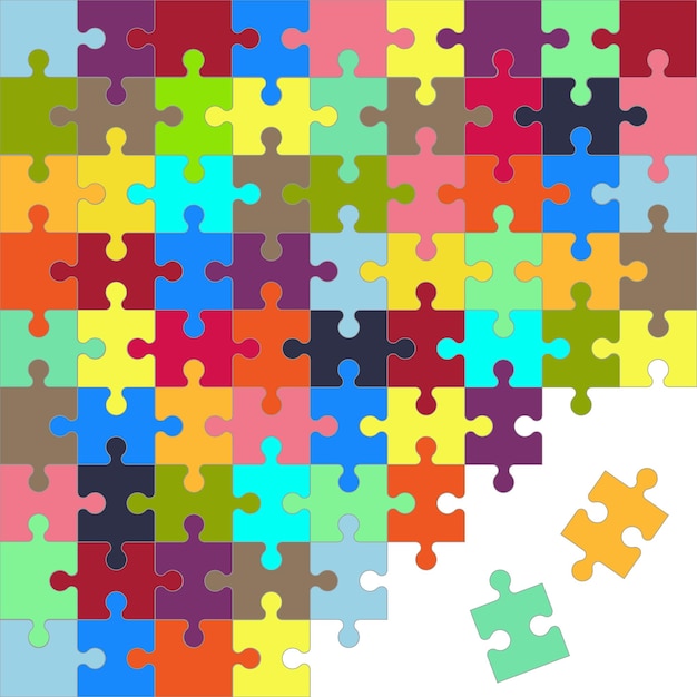 Jigsaw puzzle with multicolor separate pieces Vector