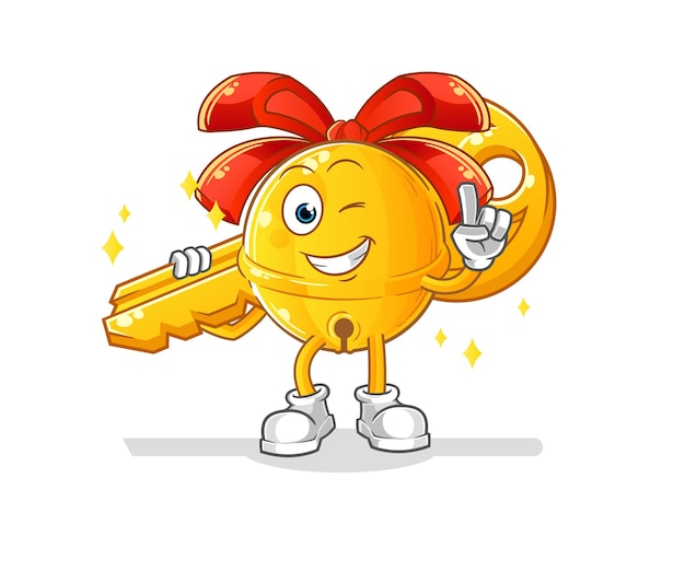 Jingle bell carry the key mascot. cartoon vector