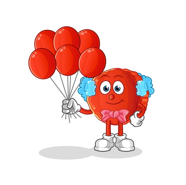 Jingle bell clown with balloons vector. cartoon character