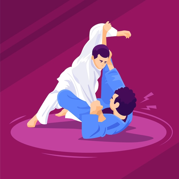 Jiu-jitsu athletes fighting