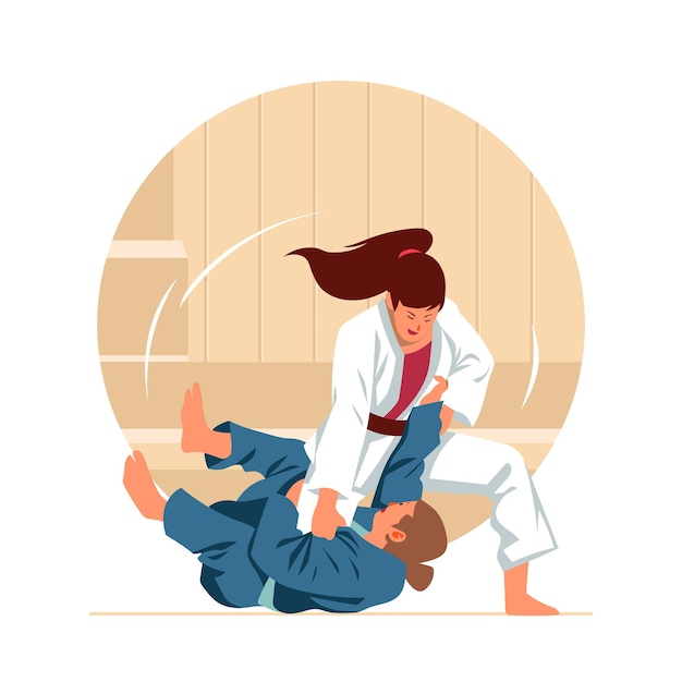 Vector jiu jitsu fighting concept