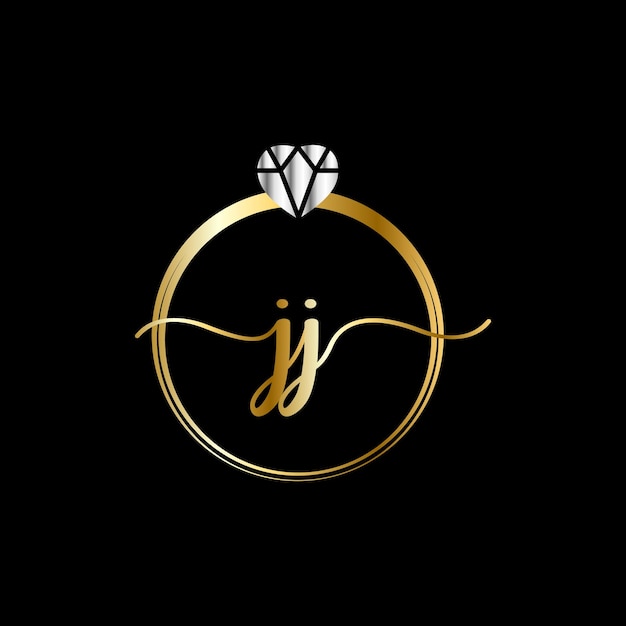 JJ monograms Wedding Circle handwriting jewelry logo template vector