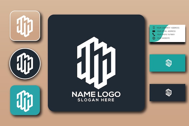 JM negative space monogram logo template