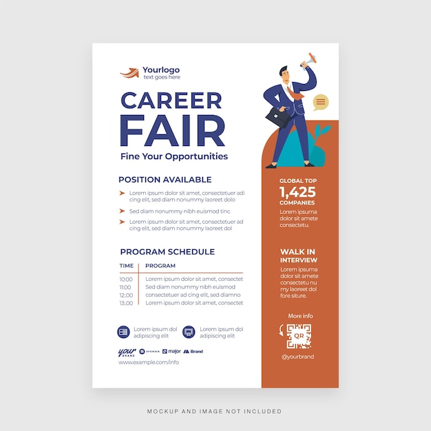 Job Fair Recruitment Flyer Template in Vector