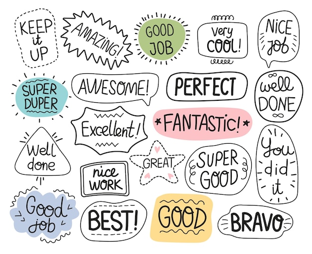 Job and great job stickers logo Student icon School reward encouragement sign stamp Educational