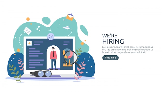 Job hiring and online recruitment concept with tiny people character. select a resume process.