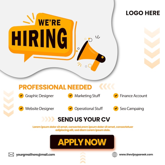 Job hiring poster and flyer template background