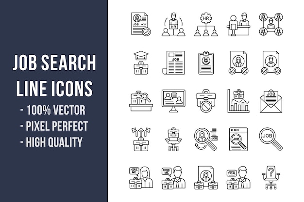 Job Search Line Icons