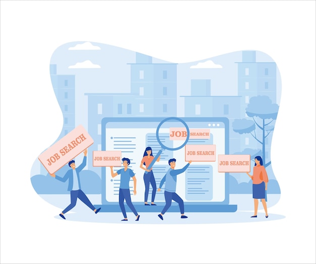 Job search Recruitment Employees looking for job flat vector modern illustration