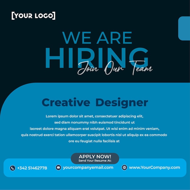 Job vacancy social media post banner design template We are hiring job vacancy square web banner de