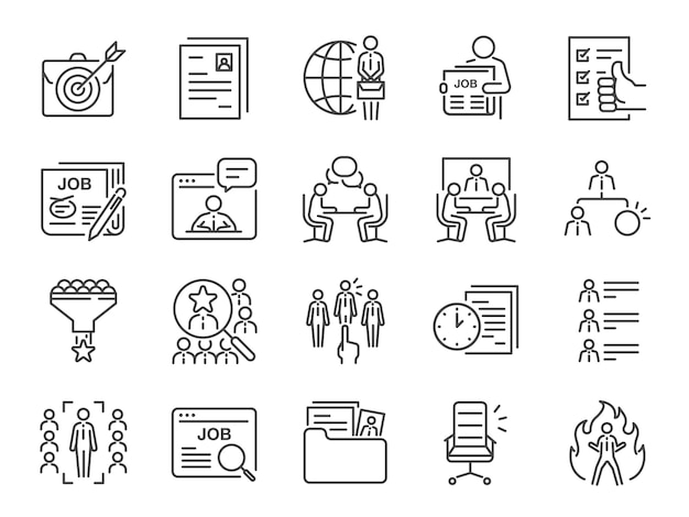 Jobs line icon set. 