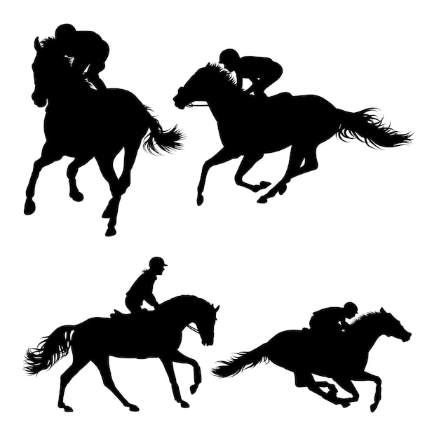 Jockey pose silhouettes