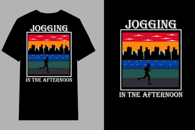 Jogging In The Afternoon T Shirt Design Landscape Retro Vintage