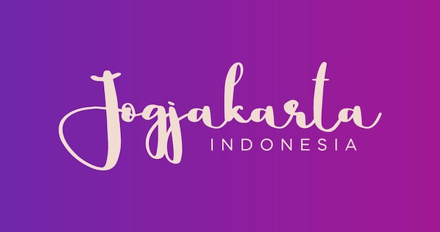 Jogjakarta Indonesia typography purple background template for greeting card and banner