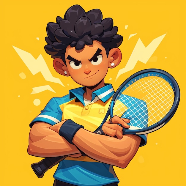 A Johannesburg boy plays squash in cartoon style