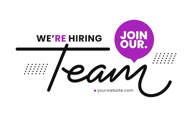 Join our team speech bubble on handwritten style Hand drawn lettering style one line draw vector