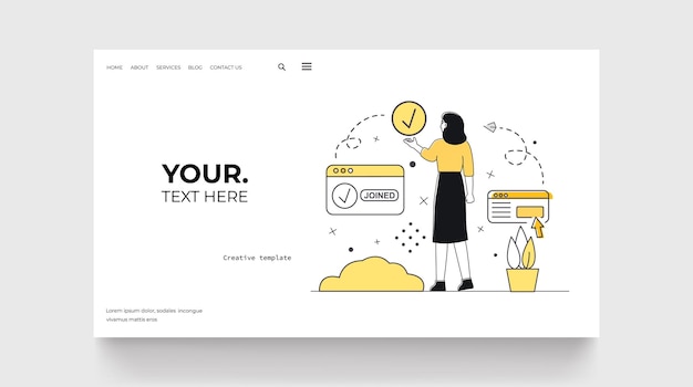 Join us concept landing page with woman