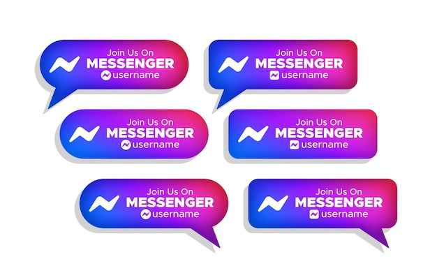 Join us on Messenger social media banner label 3d vector illustration