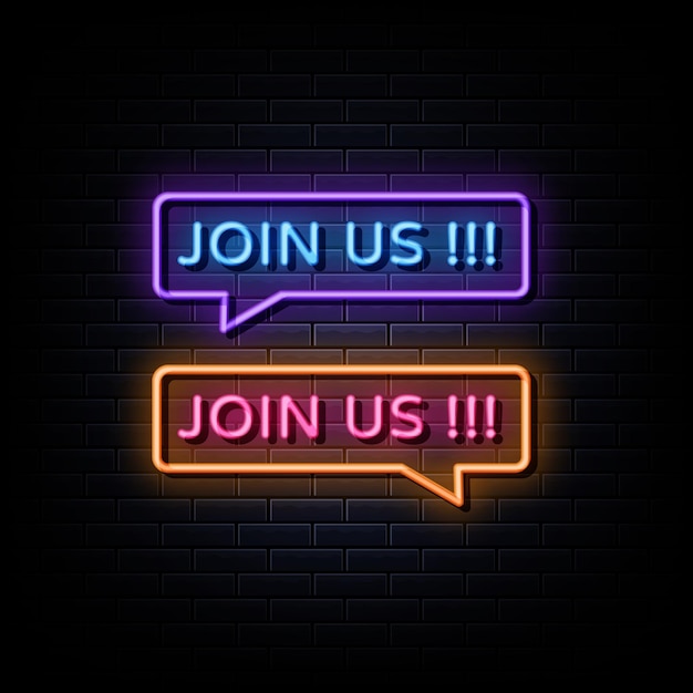 Join us neon sign text  