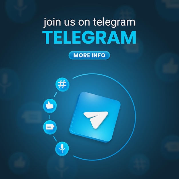 join us on telegram 3d telegram logo with social media icon telegram square banner for instagram a