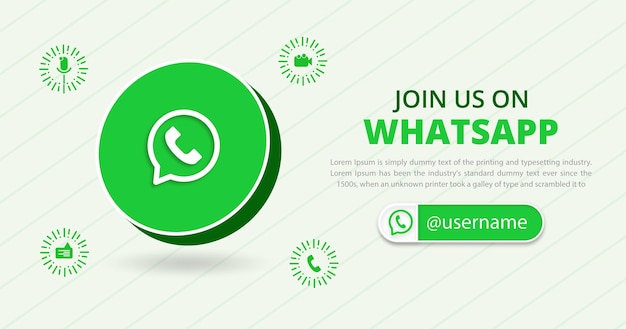 Join us on WhatsApp social media banner with a 3d round circle Whatsapp square banner for Instagram