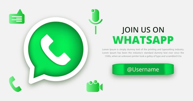 Join us on WhatsApp social media banner with a 3d round circle Whatsapp square banner for Instagram