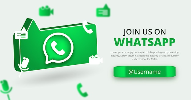 Join us on WhatsApp social media banner with a 3d round circle Whatsapp square banner for Instagram