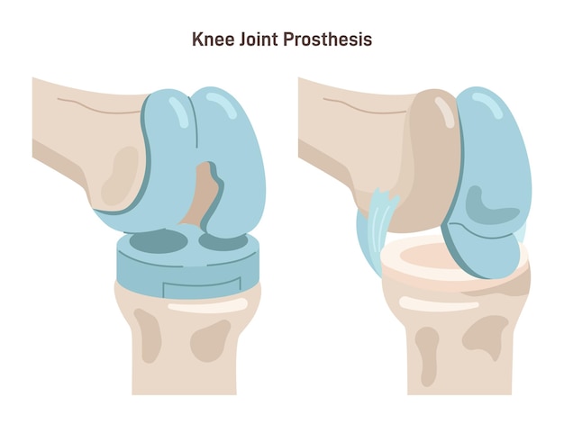 Vector joint implantation injured or distracted human joint replaced with artificial