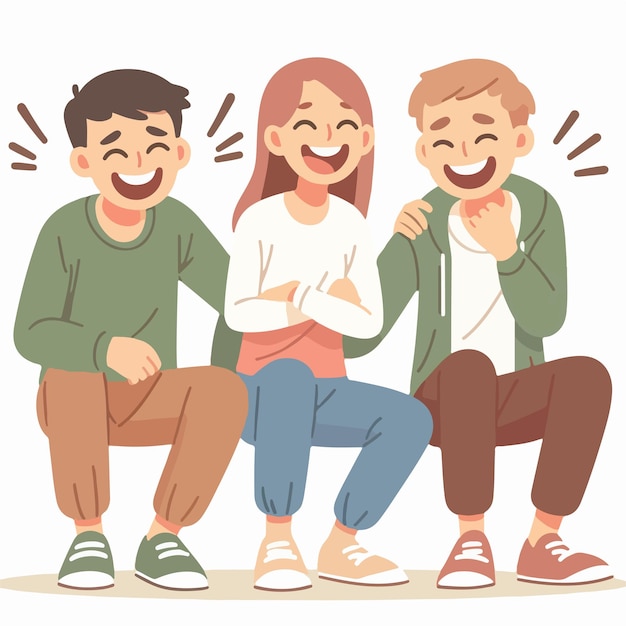 Joke and fun time of three best friends vector illustration