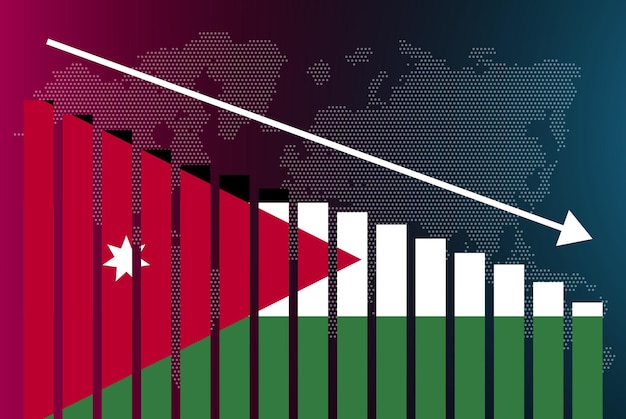 Jordan bar chart graph decreasing values crisis and downgrade news banner fail and decrease