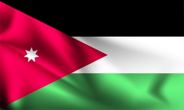 Jordan flag waving with the wind, 3D illustration