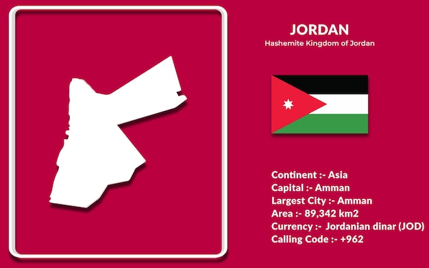 Jordan map design in 3d style with national flag