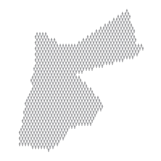 Jordan population infographic map made from stick figure people