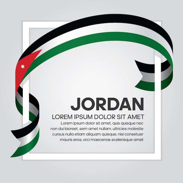 Jordan ribbon flag, vector illustration on a white background