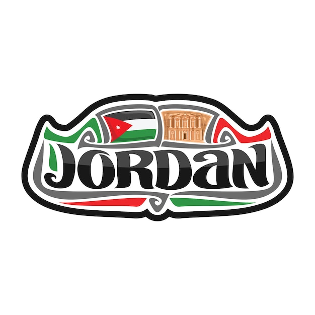 Jordan Sticker Flag Logo Badge Travel Souvenir Illustration