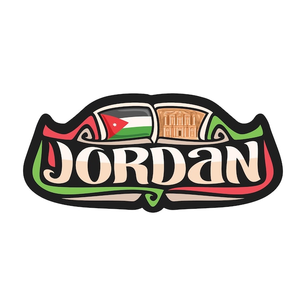 Jordan Sticker Flag Logo Badge Travel Souvenir Illustration