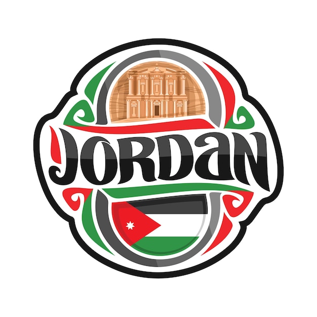 Jordan Sticker Flag Logo Badge Travel Souvenir Illustration