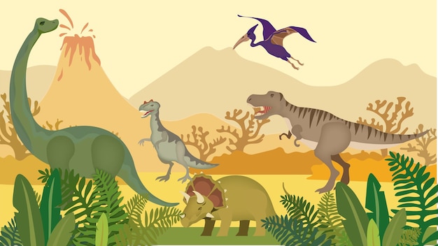 Vector journey to the jurassic vector collection of dinosaurs and prehistoric landscapes