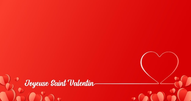 Joyeuse Saint Valentin French lettering - Happy Valentines Day, greeting card concept.