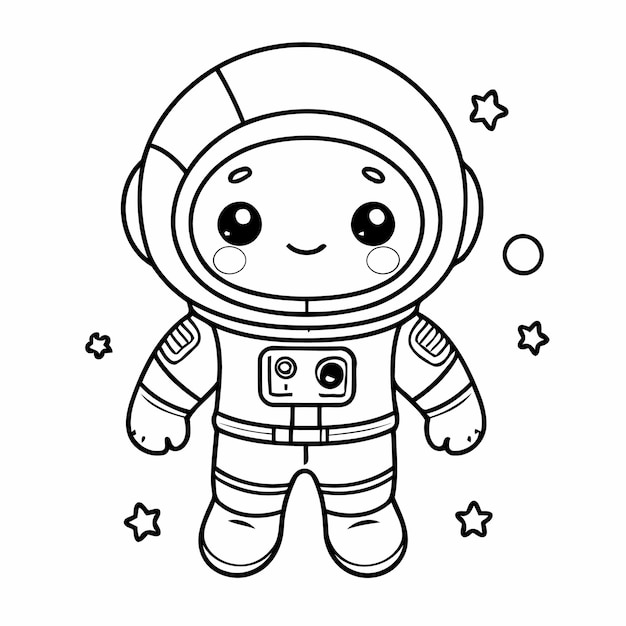 Joyful Astronaut drawing for children page