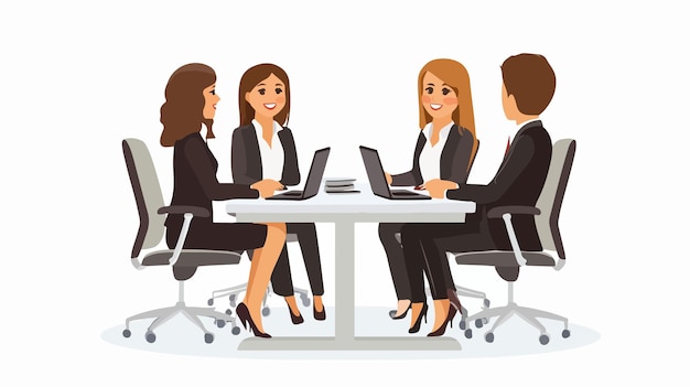 Joyful Businesswoman Sitting Among Colleagues in Modern Office Environment