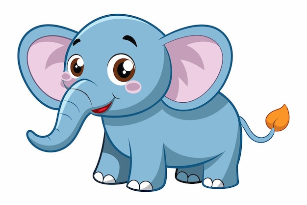 Vector a joyful cartoon elephant stands with a smile showcasing its charming features in a vibrant setting elephant cartoon vector illustration cute cartoon elephant