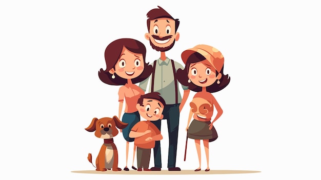 Vector joyful cartoon family vector illustration isolated