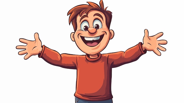 Vector joyful cartoon man welcoming with open arms vector illustration